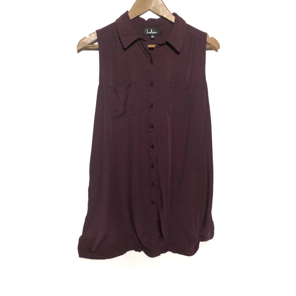 Lulus Eggplant Button Down Sleeveless Tunic